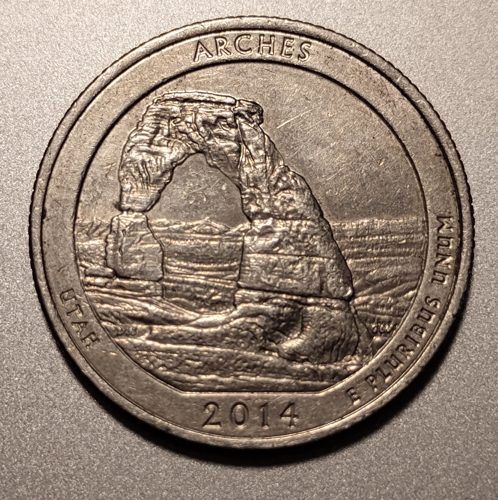 United States Quarter Dollar Coin 2014 D Series UTAH Arches Collectable Circulat